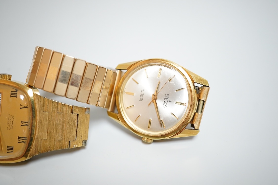 A lady's Edwardian silver and enamel fob watch, with Roman dial and heart shaped orifice, one other silver fob watch and four other white metal fob watches, together with a chrome cased Ingersoll pocket watch and eleven